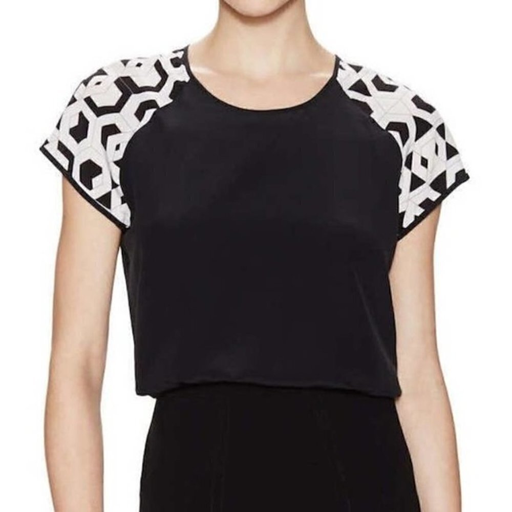 Diane Von Furstenberg Liva Short Sleeve 100% Silk Top